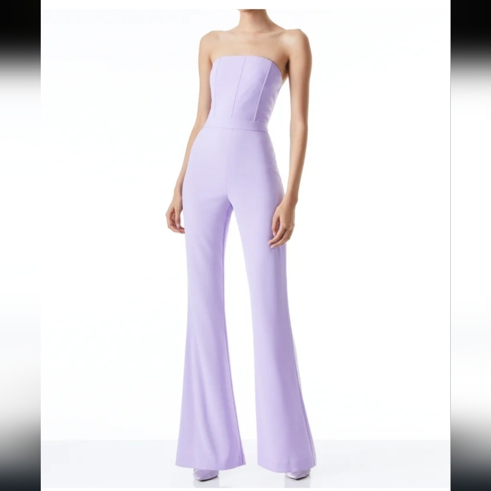 Alice & Olivia Lavender Flare Pants with Flowing Chiffon Fabric